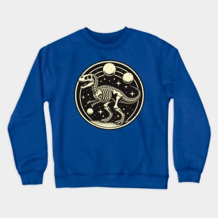 Tyrannosaurus Rex Skeleton In Space Retro Design Crewneck Sweatshirt